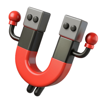 gorgeous coveted U-shaped magnet character attracting metal objects, flat red and black with Scalable Design. png