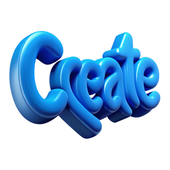 gorgeous mysterious urban Bold, sans-serif CREATE in vibrant blue. Clean lines, flat color with Scalable Design. ultra HD png
