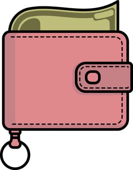 Simple wallet icon with only cash inside flat colorful illustration vector