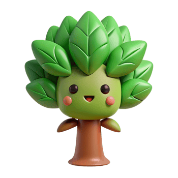 impressive rare Tree character with simple leaves, flat green and brown, with Scalable Design. png