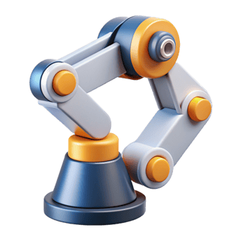 unparalleled contemporary Symmetrical robotic arm, geometric shapes, single-weight stroke with Scalable Design. museum quality png