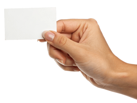 A close-up of a light-skinned hand holding a blank card, ideal for customization or creative messaging. png