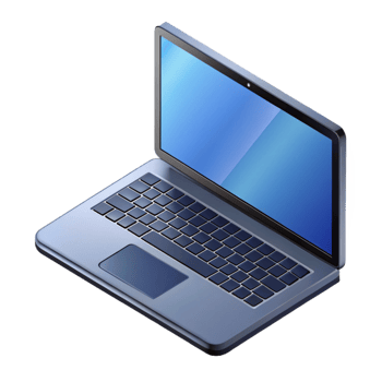 reflective radiant Crisp edges isometric laptop with scalable design and a black screen with Scalable Design. gallery standard png