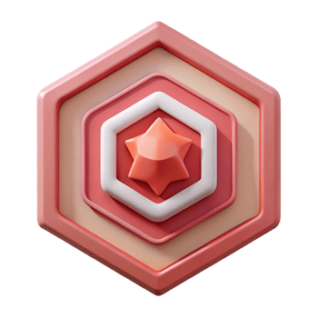 sumptuous reflective rustic Pentagon badge, concentric pentagons. Scalable, clean lines, flat color with Scalable Design. sharp png