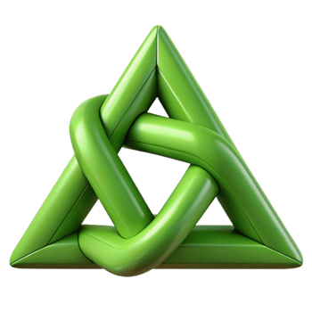 harmonious captivating Interlocking triangles, symmetrical, single-weight stroke, green with Scalable Design. luxury png