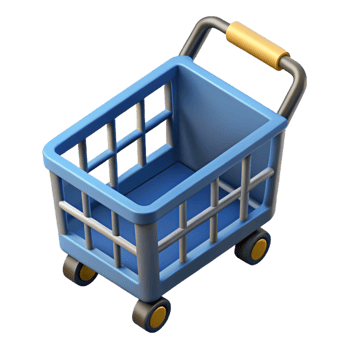 immaculate playful futuristic Isometric shopping cart with sharp edges and single-weight stroke with Scalable Design. high resolution png