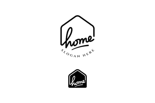 lettering home with house line shape logo design sets. cottage or villa with home lettering minimalist logo design. modern house for real estate business vector