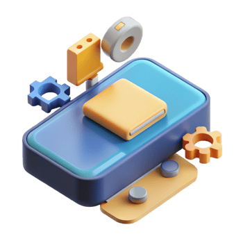 striking minimalist Minimal exploded view of a gadget, flat color, with Scalable Design. masterfully captured png