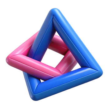 spectacular romantic industrial Intertwined triangles, flat blue and pink. Crisp edges, clean lines. with Scalable Design. refined png