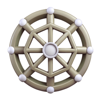 spectacular melancholic victorian A geometric Dharma wheel symbol. Minimal design, single-weight stroke with Scalable Design. professional png