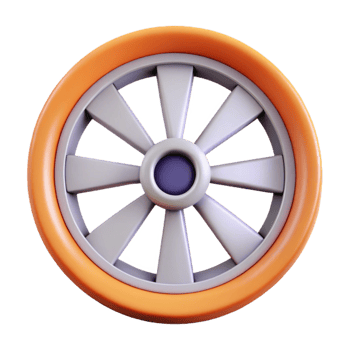 captivating retro Symmetrical technical illustration of a wheel. Flat color, clean lines with Scalable Design. precision png