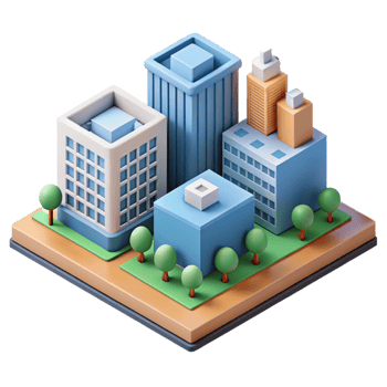 splendid dramatic nordic Isometric city block with simplified buildings. Crisp edges, single-weight stroke with Scalable Design. 4K png