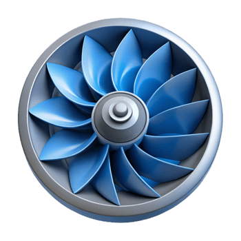 inspired retro Symmetrical illustration of a turbine. Clean lines, single-weight stroke with Scalable Design. sharp png