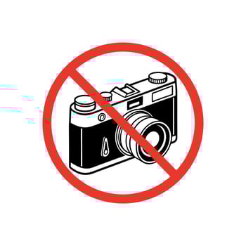No Photography Sign Featuring A Vintage Camera Silhouette Symbolizing Restriction And Prohibition Warning Against Taking Pictures Or Filming vector