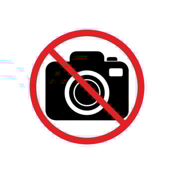 No Photography Symbol Isolated On White Background Representing Restricted Photo Access And Prohibited Camera Usage In Certain Areas With Clear Visual Guidance vector