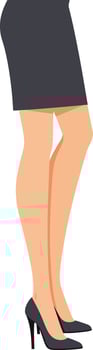 Female legs in black high heels and pencil skirt standing posture flat minimal illustration vector