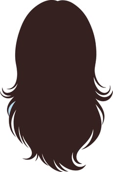 Silhouette of long wavy hair in dark brown color with smooth flow minimal flat design illustration vector