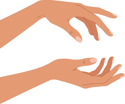 Human hands with natural skin tone in graceful gesture minimal flat design illustration vector