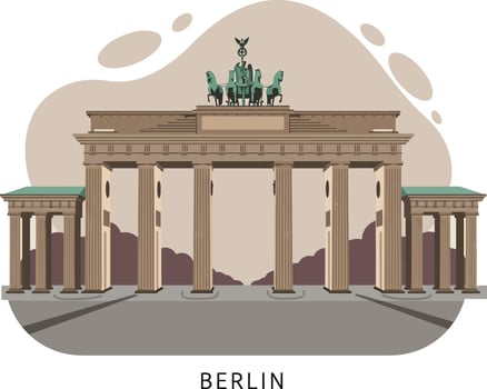 Brandenburg Gate historic landmark detailed flat design with classical columns and quadriga sculpture illustration vector