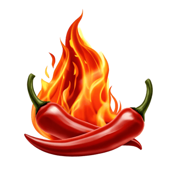 Fiery Hot Red Chili Peppers with Blazing Flames Illustration Spicy Food Graphic Design png