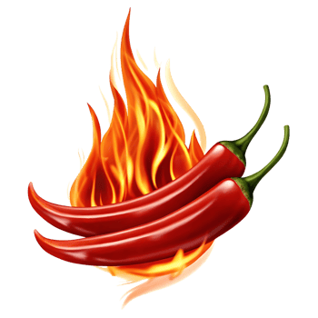 Fiery Hot Red Chili Peppers Flaming Hot Spicy Food Illustration png