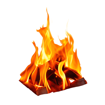 Fiery Bonfire Embers Burning Brightly Against transparent Background A Vivid of Intense Flames and Glowing Wood png
