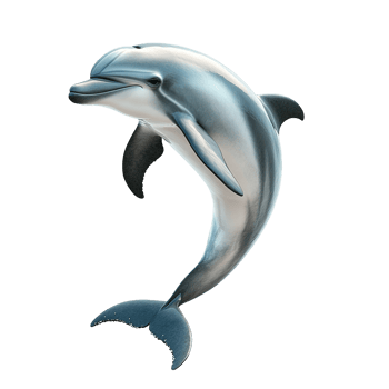 A beautiful digitally rendered dolphin jumps gracefully out of the water png