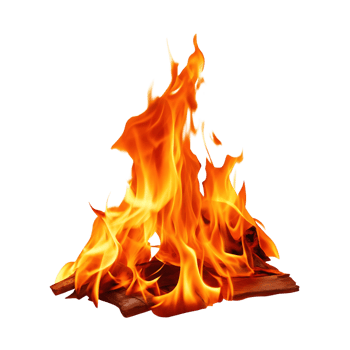 Fiery Bonfire Burning Brightly with Intense Flames and Glowing Embers png