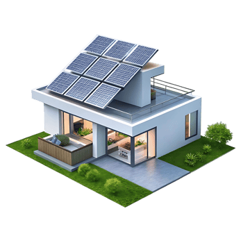 Modern Sustainable House with Solar Panels and Rooftop Garden a 3D rendering of eco friendly home design png