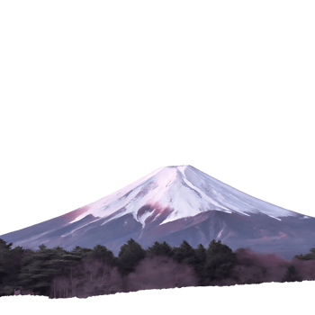 Majestic Mount Fuji at Dawn Surrounded by a Misty Forest png