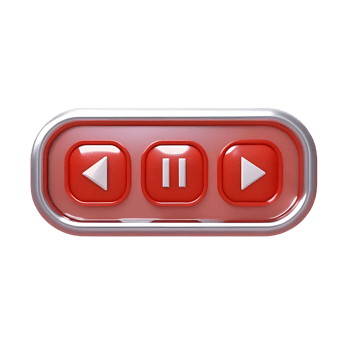 Sleek Red and Silver Media Player Control Buttons 3D Render png