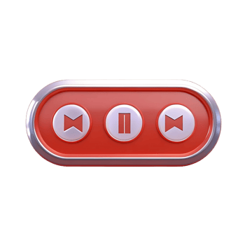 Red and Silver Media Control Buttons Rewind Play and Fast Forward png