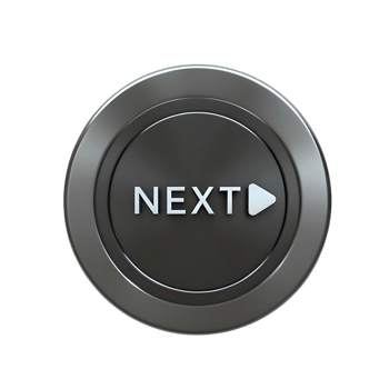 Circular Metal Next Button with Play Icon 3D Render Graphic Design Element png
