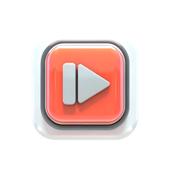 3D Render of a Glossy Step Backward Button Icon for Media Player User Interface png