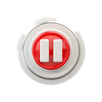 3D Render of a Red and White Pause Button with Circular Design Elements png