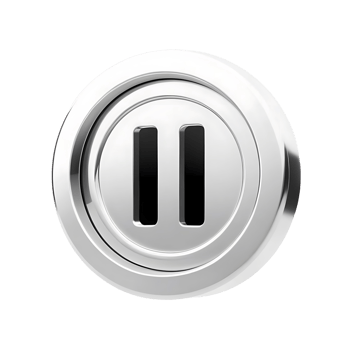 Chrome Metal Pause Button Digital Media Control Interface png