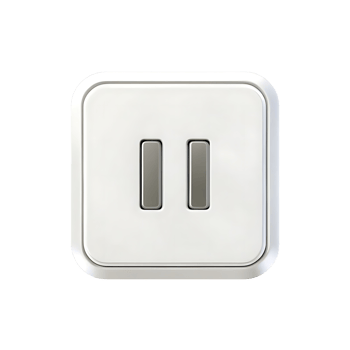 White Square Wall Plate with Two Rectangular Buttons for Pause Function png