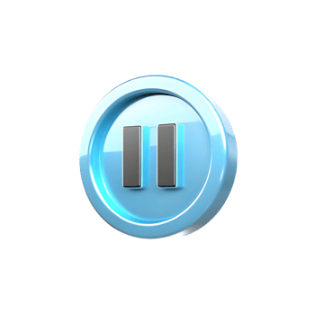 Three Dimensional Glossy Light Blue Pause Button Icon Digital Media Playback Control png