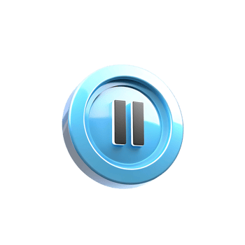 Three Dimensional Glossy Light Blue Pause Button Icon Render png