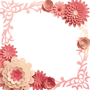 Elegant Pink Paper Flower Frame Design for Wedding Invitation or Party Decor png
