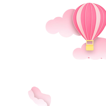 Pink Hot Air Balloon Floating Among Soft Pink Clouds Illustration png