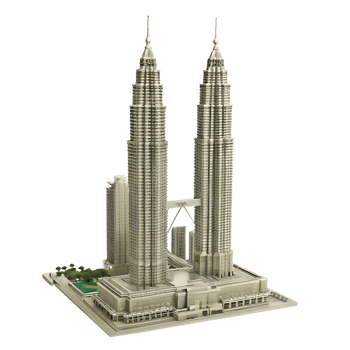A model of the petronas twin towers in kuala lumpur png