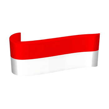 A digitally rendered of the Indonesian flag waving on a transparent background png