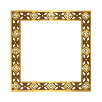 Ornate Golden Frame with Intricate Floral Design and Cutout Details png