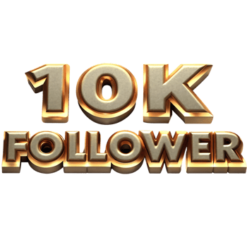 Ten Thousand Followers Celebration Golden 3D Text Graphic Design png