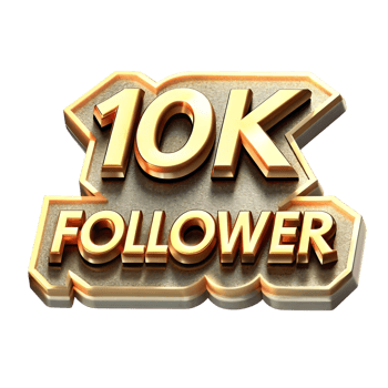 10K Follower Milestone Celebratory Gold Emblem Design Graphic 3D Render png