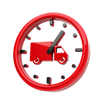 Red Clock with Delivery Truck Icon Representing Speedy Shipping and Fast Delivery Service png