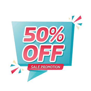Big 50 Percent Off Sale Promotion Announcement Special Offer Discount Savings Retail Shopping Deal png