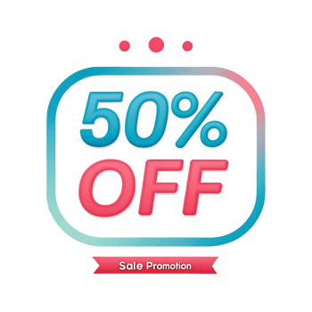 Amazing 50 percent off sale promotion special offer discount deal big savings retail clearance shopping spree price reduction png
