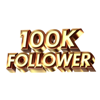 100000 Followers Celebration Golden Text Graphic Design png